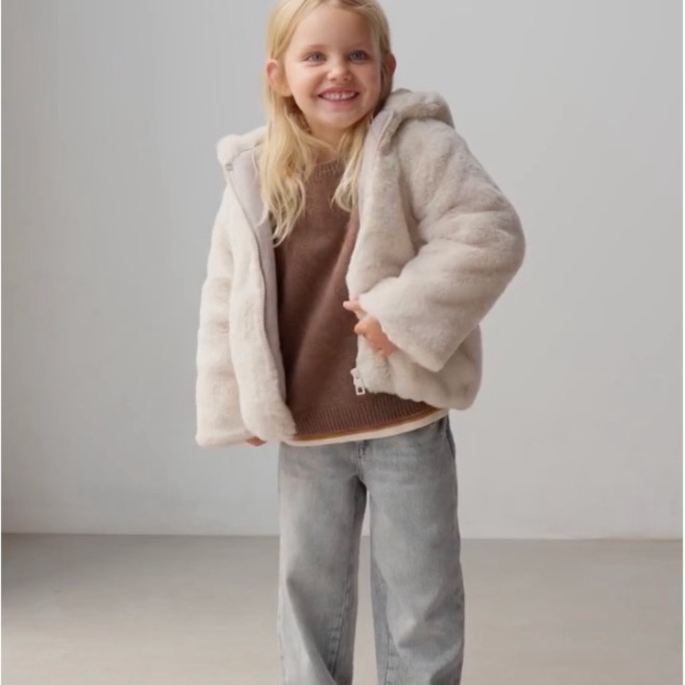 Zara Hooded Faux Fur Jacket